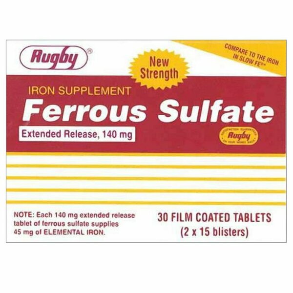 Major & Rugby Pharmaceuticals Ferrous Sulfate Tablets, ER, 140mg, 720PK 00536-3481-07